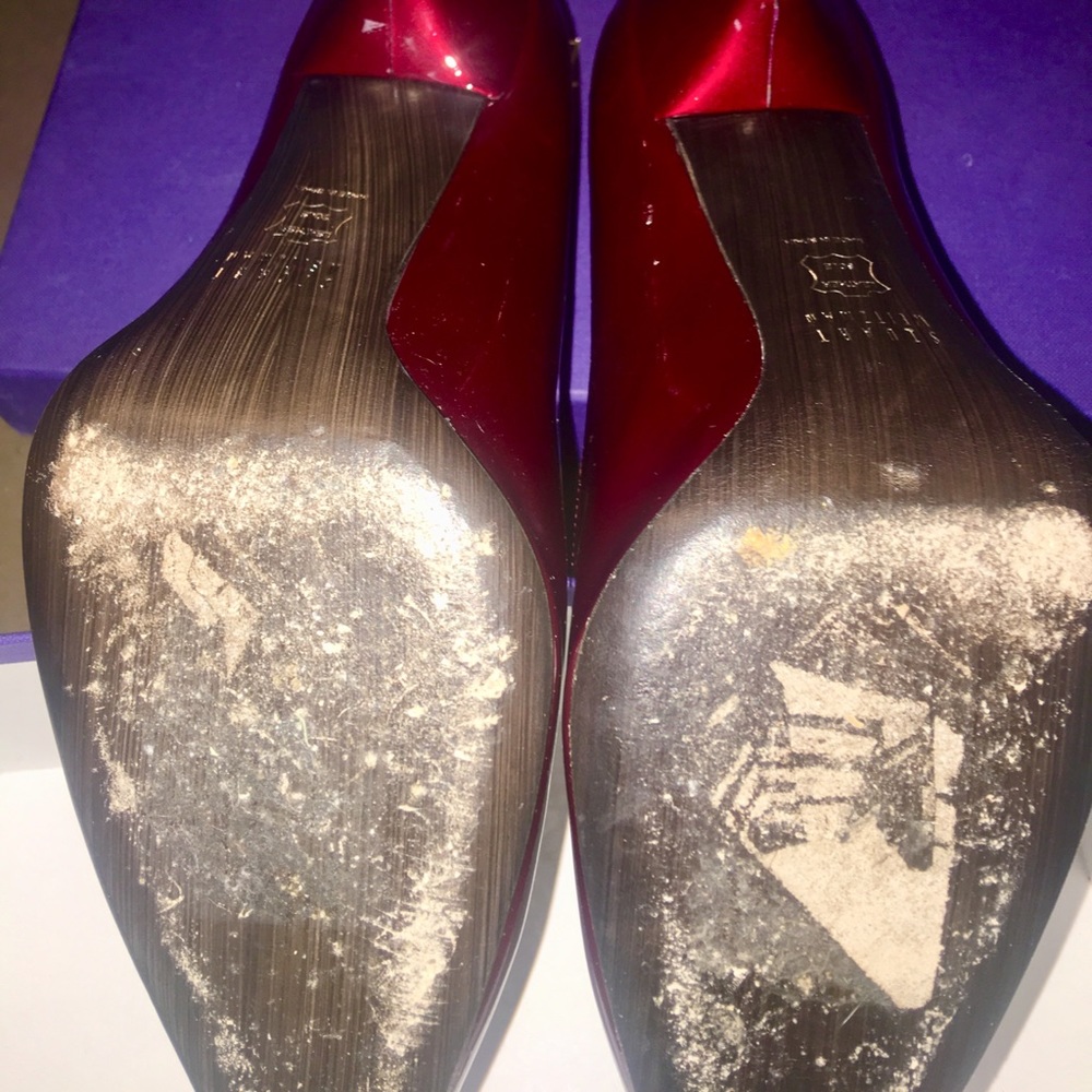 Stuart Weitzman Red Patent Pointed Toe Heels - image 4